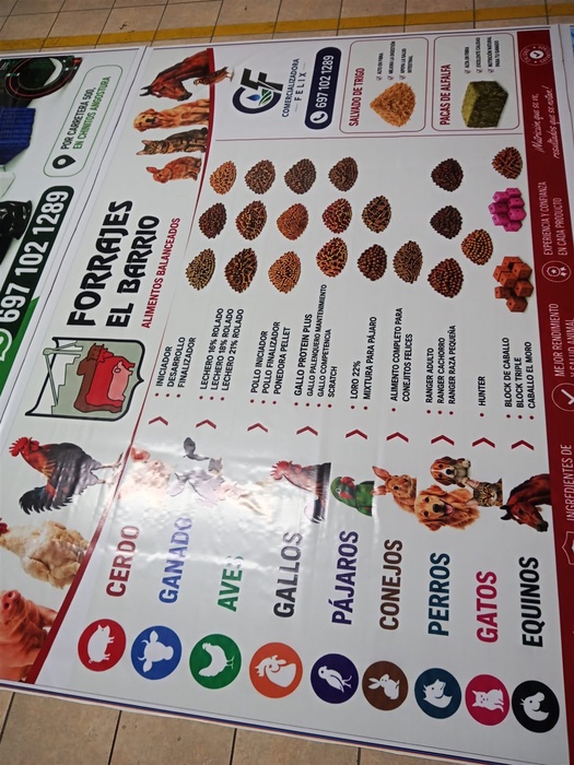 Lona con catálogo de productos para forrajera en Culiacán